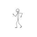 A Jolly little man walks isolated on a white background